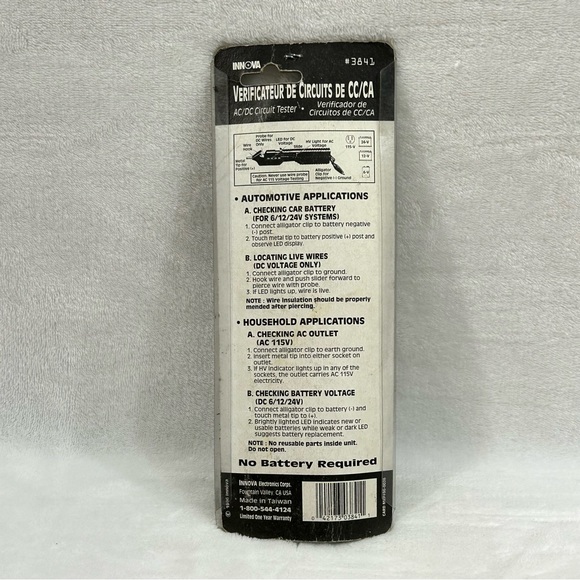 Innova AC/DC Circuit Tester #3841 Black Voltage Test Handheld Tool. - Picture 4 of 6